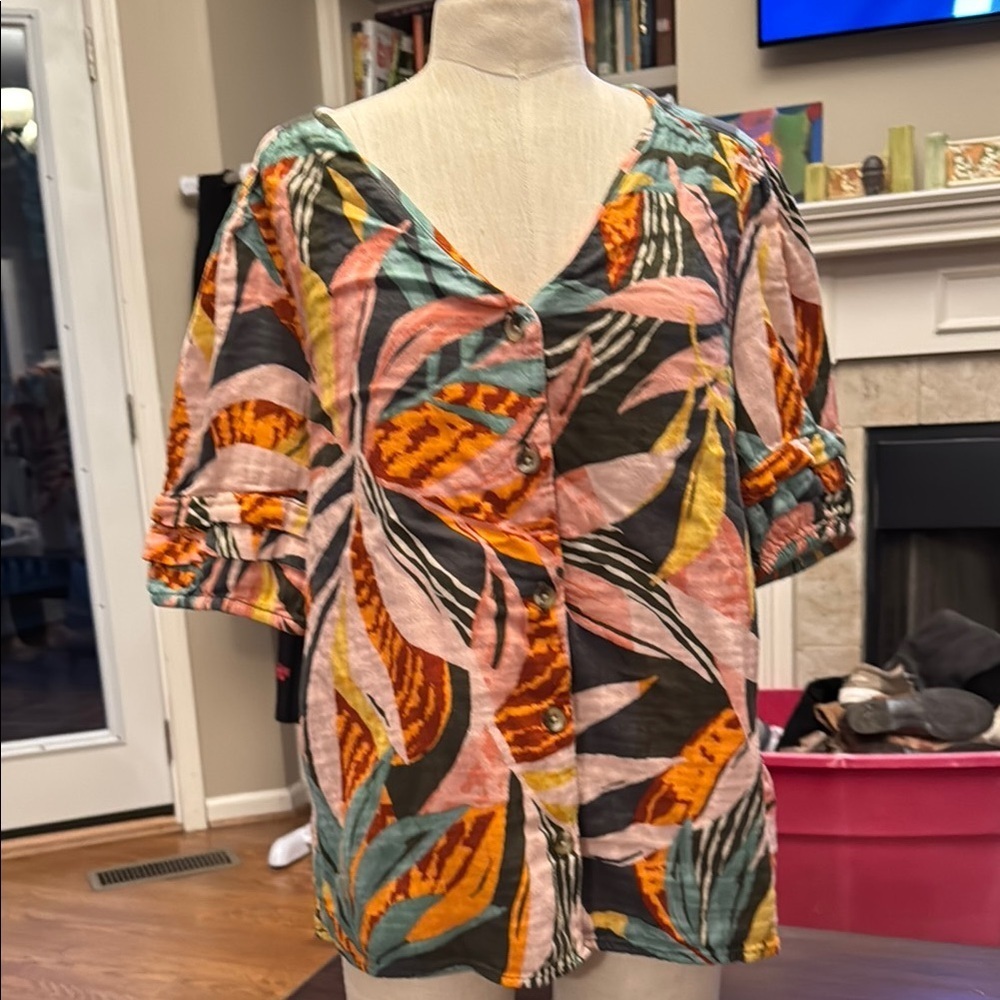 Sonoma jungle print cotton women’s blouse size large